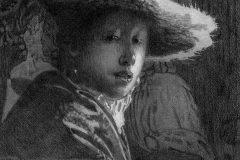 Girl with a Red Hat (after Vermeer)Pencil on vellum10½ x 8¼"1997